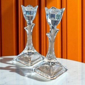 Tuscany crystal candle holders, set of 2, vintage, excellent condition